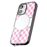 iPhone 16 Pro Max Personalised Monogrammed Pink Check Black Impact Phone Case