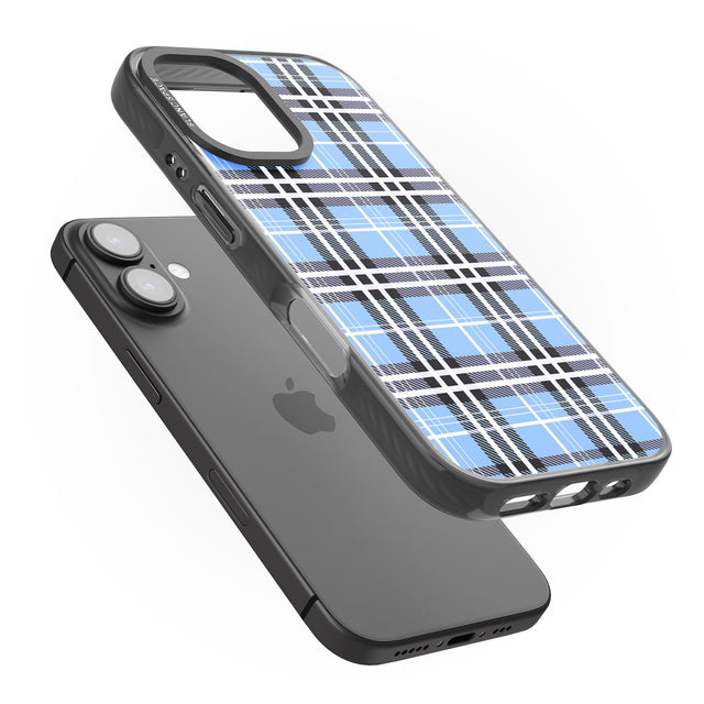 iPhone 16 Pro Max Blue Plaid Black Impact Phone Case