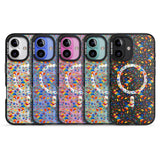 iPhone 16 Pro Max Floral Rabbit Pattern in Rainbow Black Impact Phone Case