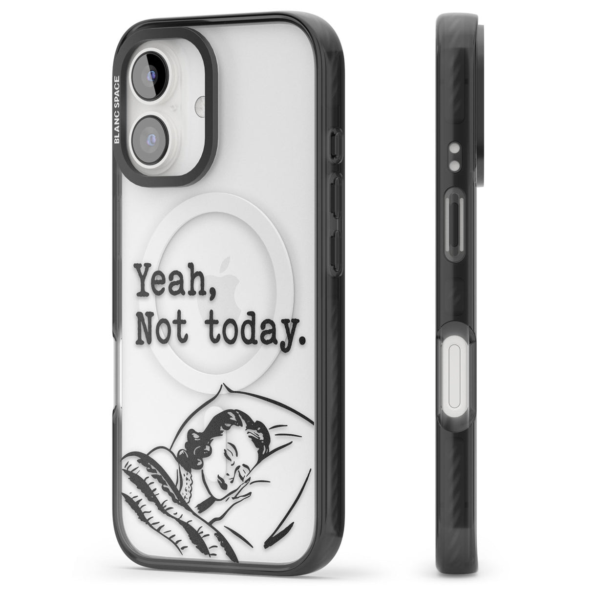 Yeah, Not Today Black Impact Magsafe Phone Case for iPhone 16, iPhone 16 Plus