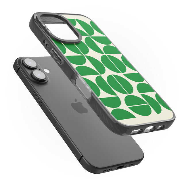 iPhone 16 Pro Max Retro Green Circles Black Impact Phone Case