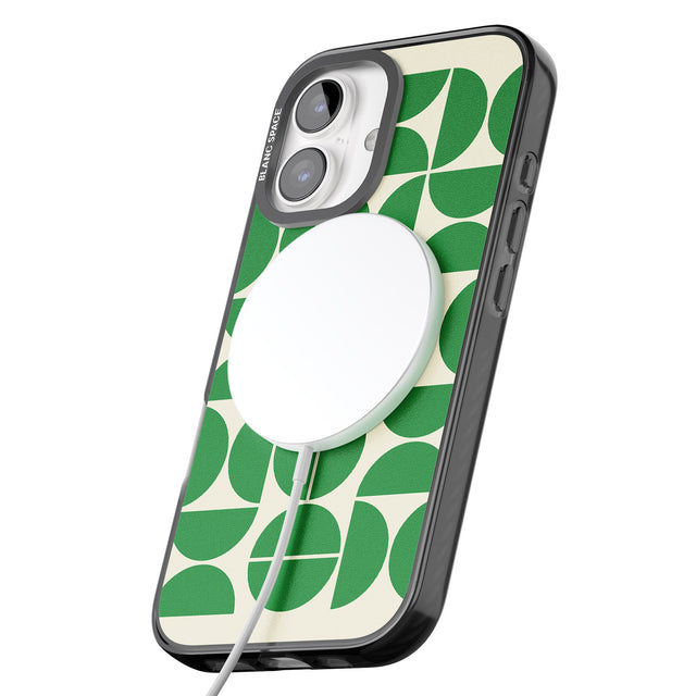 iPhone 16 Pro Max Retro Green Circles Black Impact Phone Case