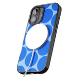 iPhone 16 Pro Max Abstract Retro Shapes: Blue Dots Black Impact Phone Case