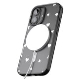 iPhone 16 Pro Max White Hearts Pattern Black Impact Phone Case