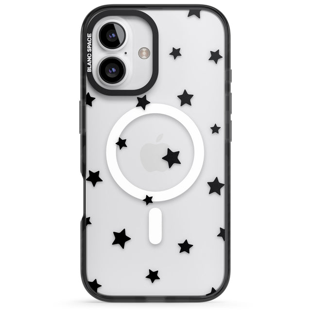 iPhone 16 Pro Max Black Stars Pattern Black Impact Phone Case