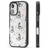 iPhone 16 Pro Max Snake & Moon Pattern (Clear) Black Impact Phone Case