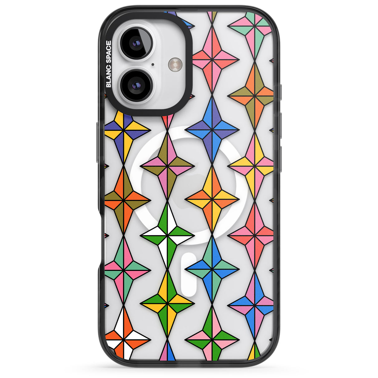 iPhone 16 Pro Max Multi Colour Stars Pattern Black Impact Phone Case