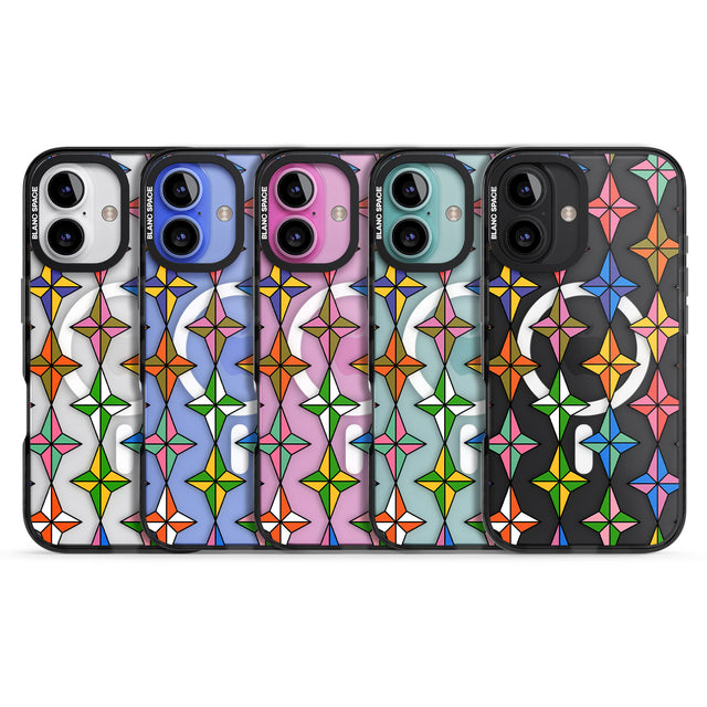 iPhone 16 Pro Max Multi Colour Stars Pattern Black Impact Phone Case