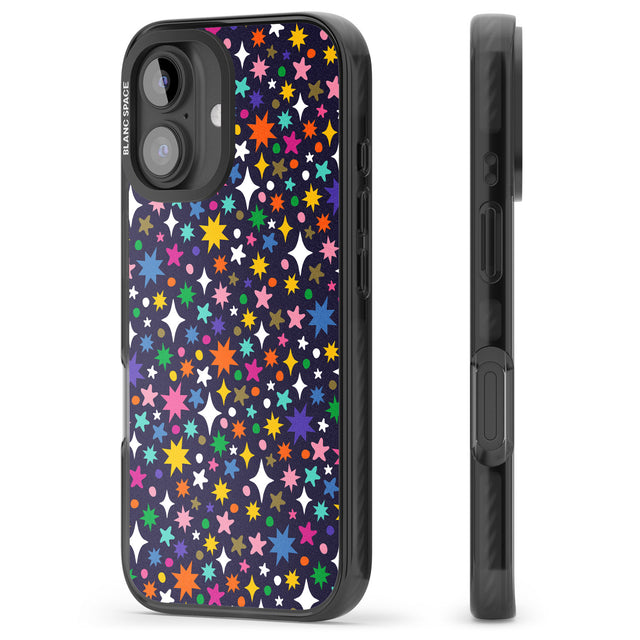 iPhone 16 Pro Max Rainbow Starburst (Purple) Black Impact Phone Case