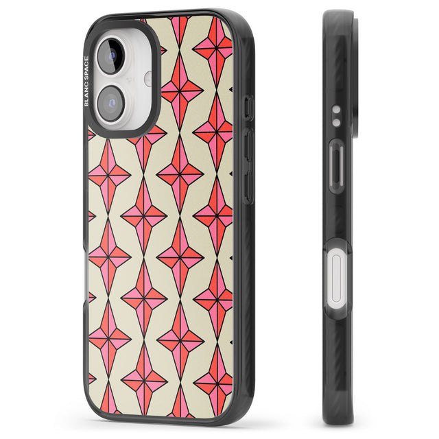 iPhone 16 Pro Max Rose Stars Pattern Black Impact Phone Case