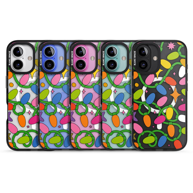 iPhone 16 Pro Max Festive Lights Pattern Black Impact Phone Case