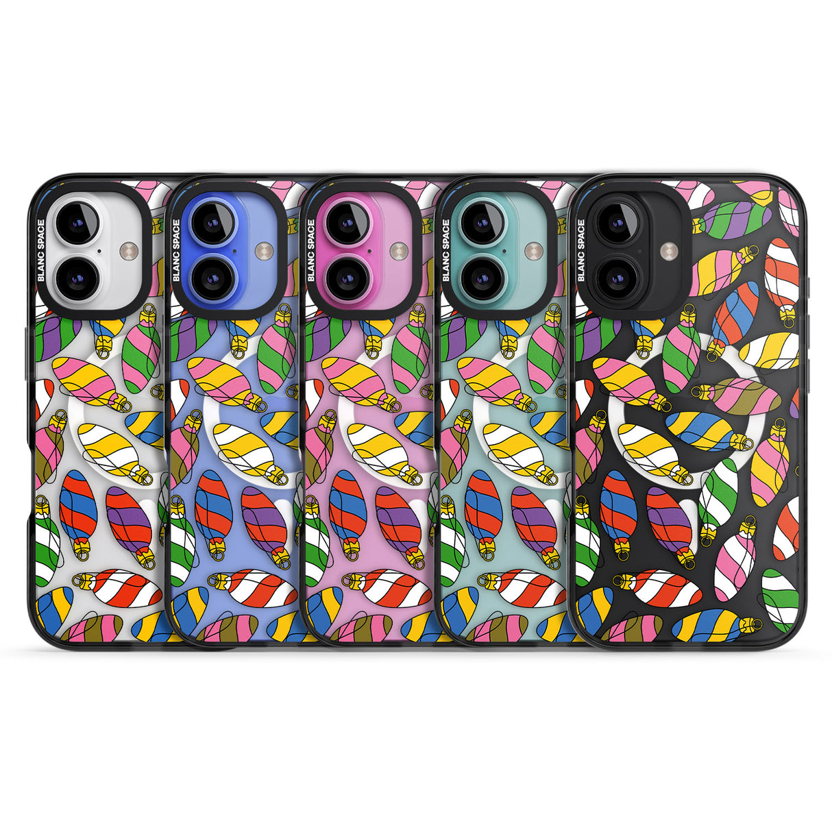 iPhone 16 Pro Max Colourful Holiday Ornaments Black Impact Phone Case