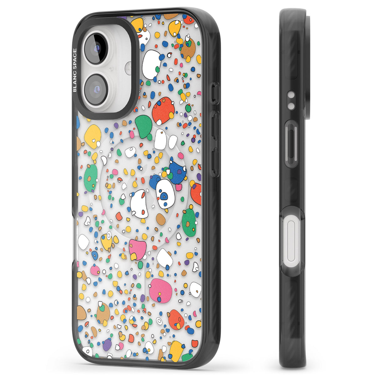 iPhone 16 Pro Max Colourful Confetti Pebbles Black Impact Phone Case