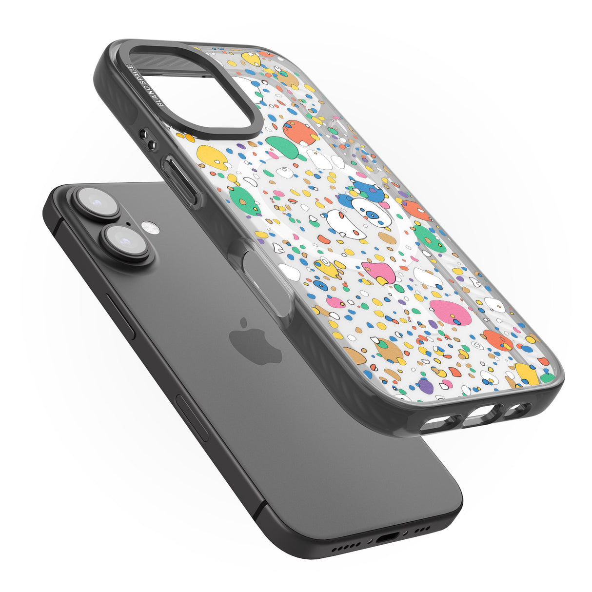 iPhone 16 Pro Max Colourful Confetti Pebbles Black Impact Phone Case