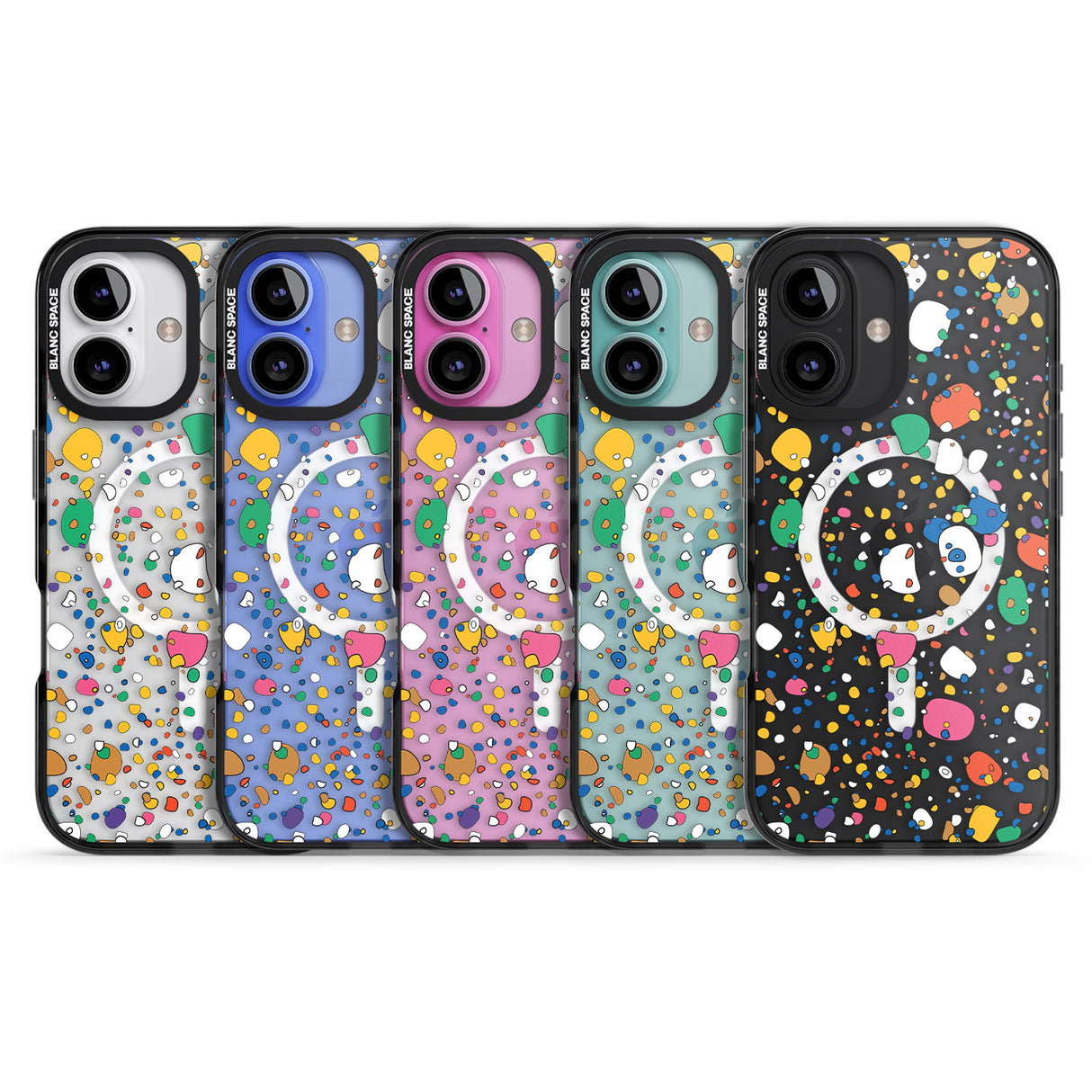 iPhone 16 Pro Max Colourful Confetti Pebbles Black Impact Phone Case