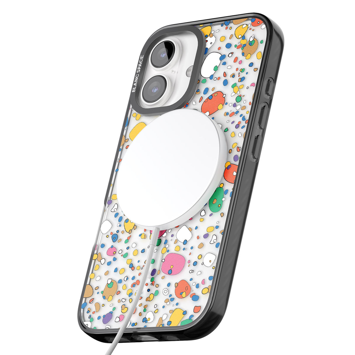 iPhone 16 Pro Max Colourful Confetti Pebbles Black Impact Phone Case