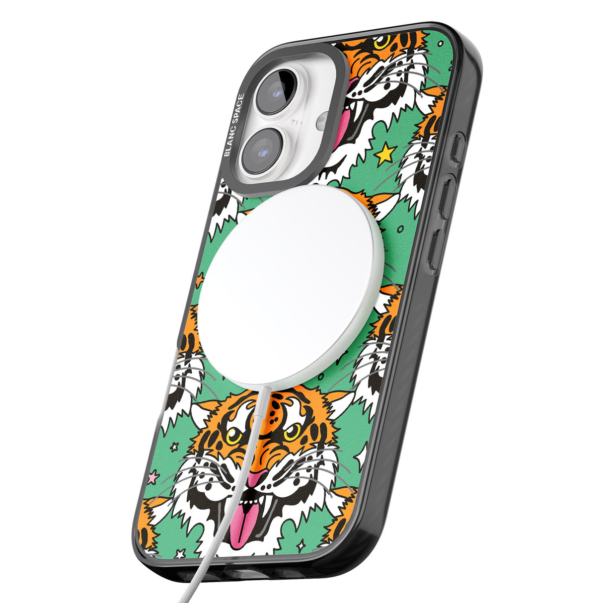 iPhone 16 Pro Max Fierce Jungle Tigers (Green) Black Impact Phone Case