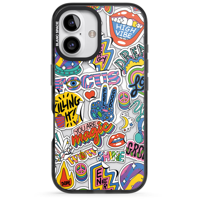 iPhone 16 Pro Max Magic Sticker Collage Black Impact Phone Case