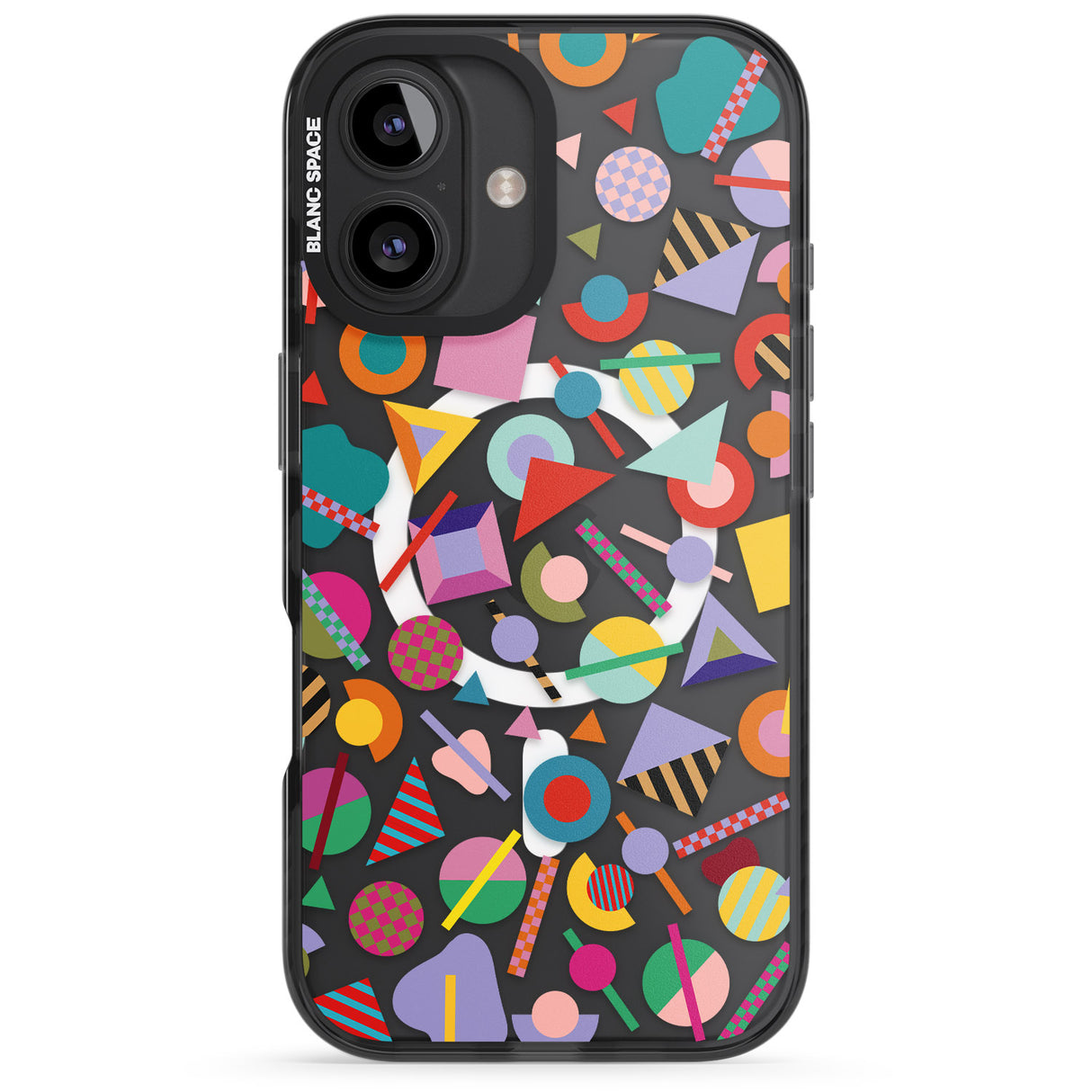 iPhone 16 Pro Max Retro Carnival Shapes Black Impact Phone Case