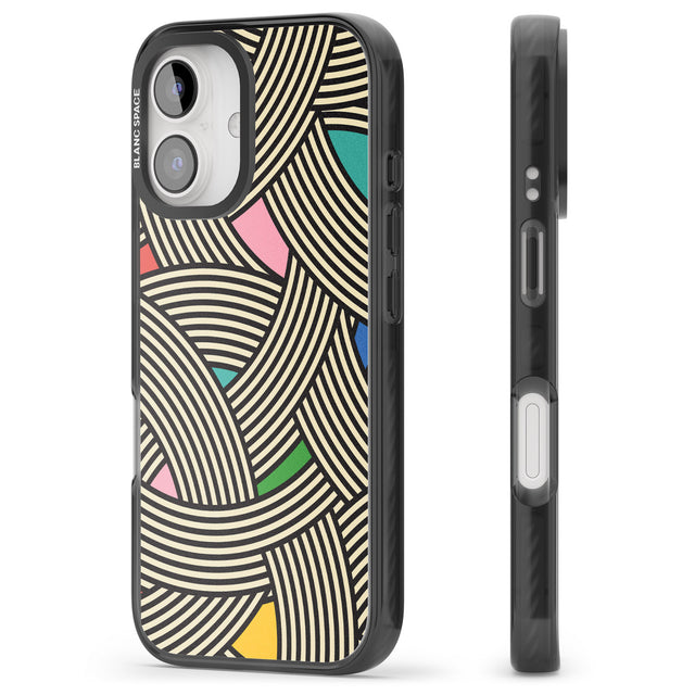 iPhone 16 Pro Max Multicolour Optic Waves Black Impact Phone Case