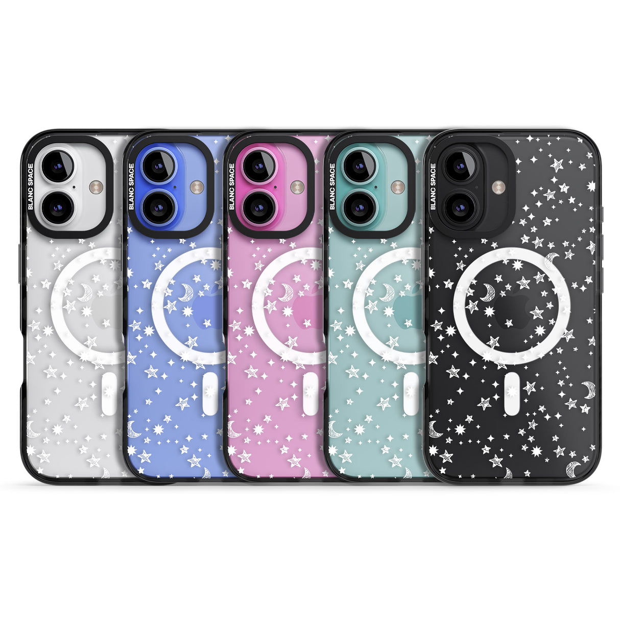 iPhone 16 Pro Max White Cosmic Galaxy Pattern Black Impact Phone Case