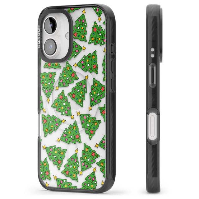 iPhone 16 Pro Max Christmas Tree Pattern Black Impact Phone Case