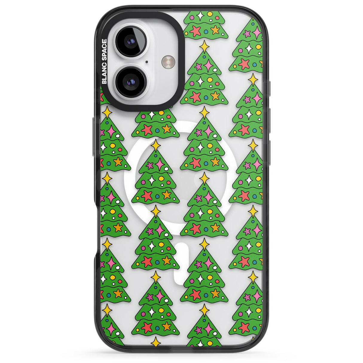 iPhone 16 Pro Max Christmas Tree Pattern (Clear) Black Impact Phone Case