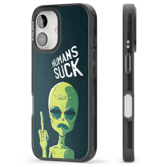 iPhone 16 Pro Max Humans Suck Alien Black Impact Phone Case