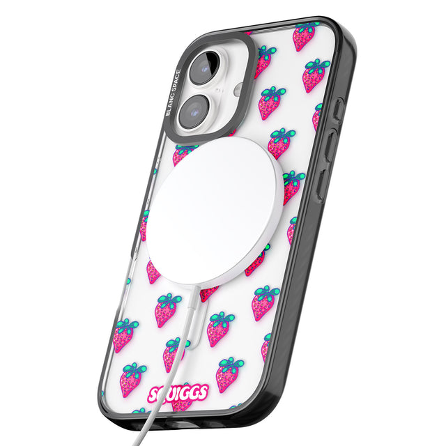 iPhone 16 Pro Max Strawberry Patch Black Impact Phone Case