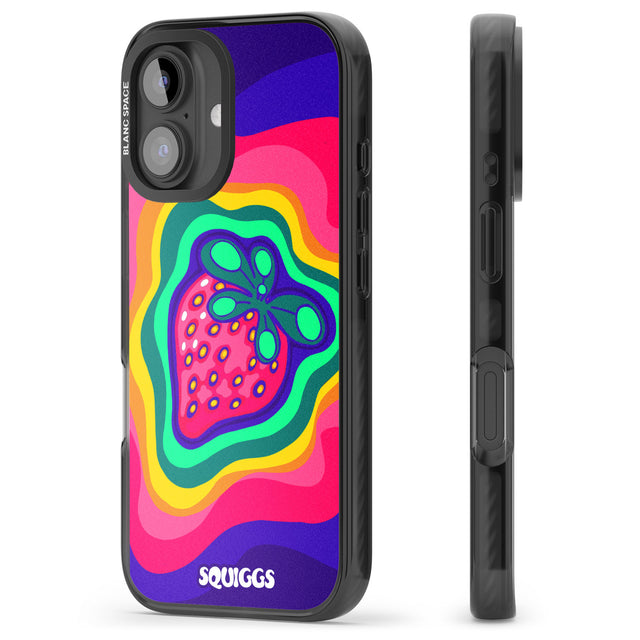 iPhone 16 Pro Max Strawberry Rainbow Black Impact Phone Case