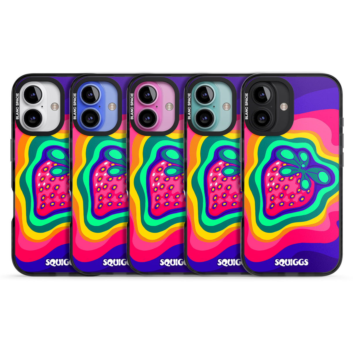 iPhone 16 Pro Max Strawberry Rainbow Black Impact Phone Case