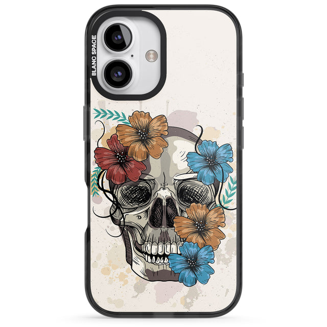 iPhone 16 Pro Max Sugar Skull Floral Black Impact Phone Case