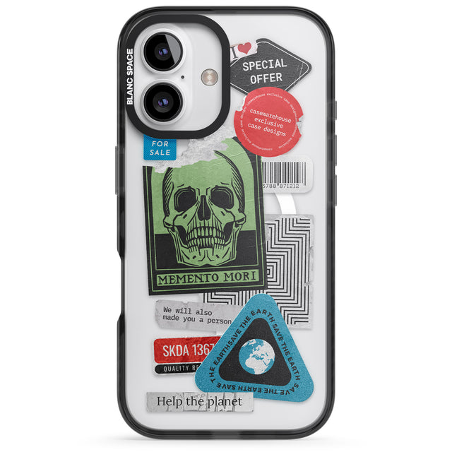 iPhone 16 Pro Max Skull Sticker Mix Black Impact Phone Case