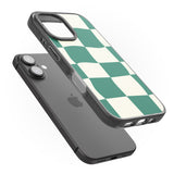 iPhone 16 Pro Max Green & Cream Wavy Check Black Impact Phone Case + Magsafe