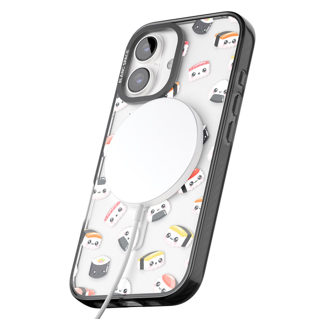 iPhone 16 Pro Max Kawaii Sushi & Rice Black Impact Phone Case