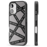 iPhone 16 Pro Max Caution Tape Phrases Cute But Psycho Black Impact Phone Case