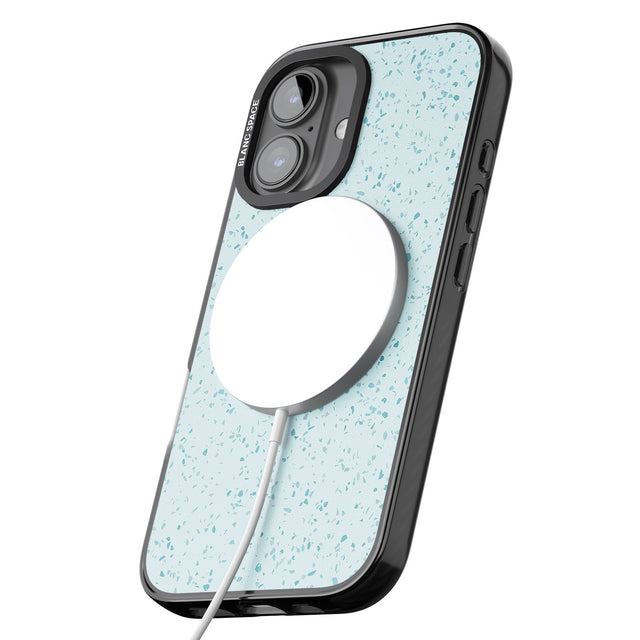 iPhone 16 Pro Max Light Blue Terrazzo Pattern Black Impact Phone Case