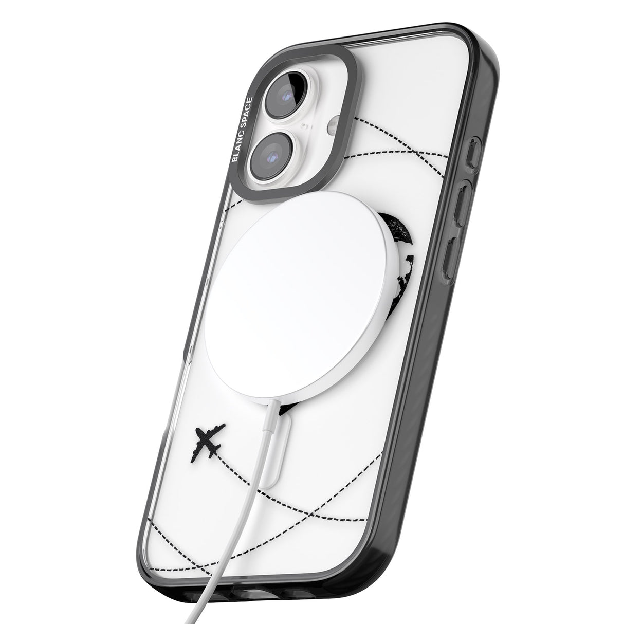 iPhone 16 Pro Max Globe Heart Black Impact Phone Case