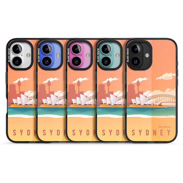 iPhone 16 Pro Max Vintage Travel Poster Sydney Black Impact Phone Case