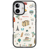 iPhone 16 Pro Max Cute Travel Pattern Cream Black Impact Phone Case