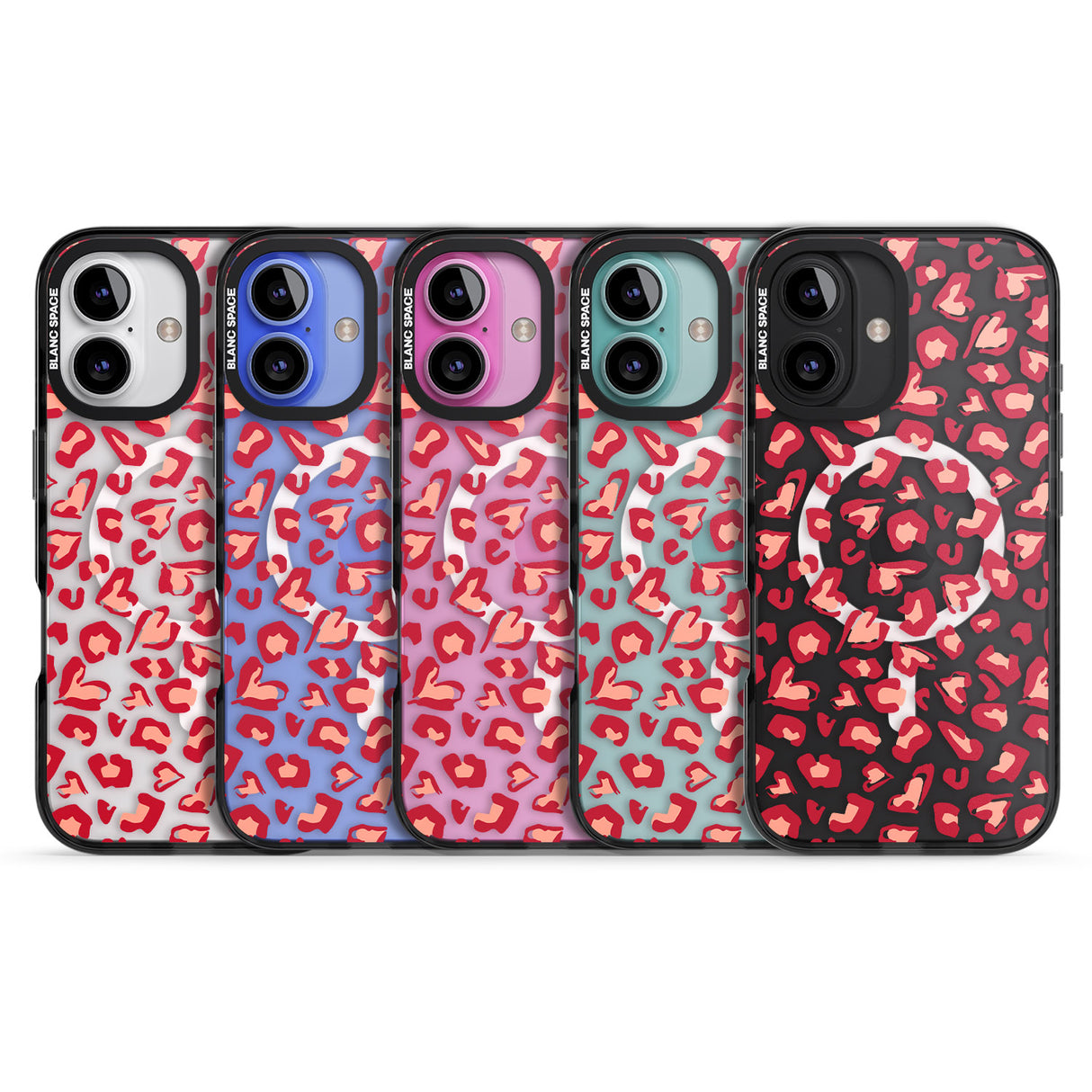 iPhone 16 Pro Max Heart Leopard Print Black Impact Phone Case