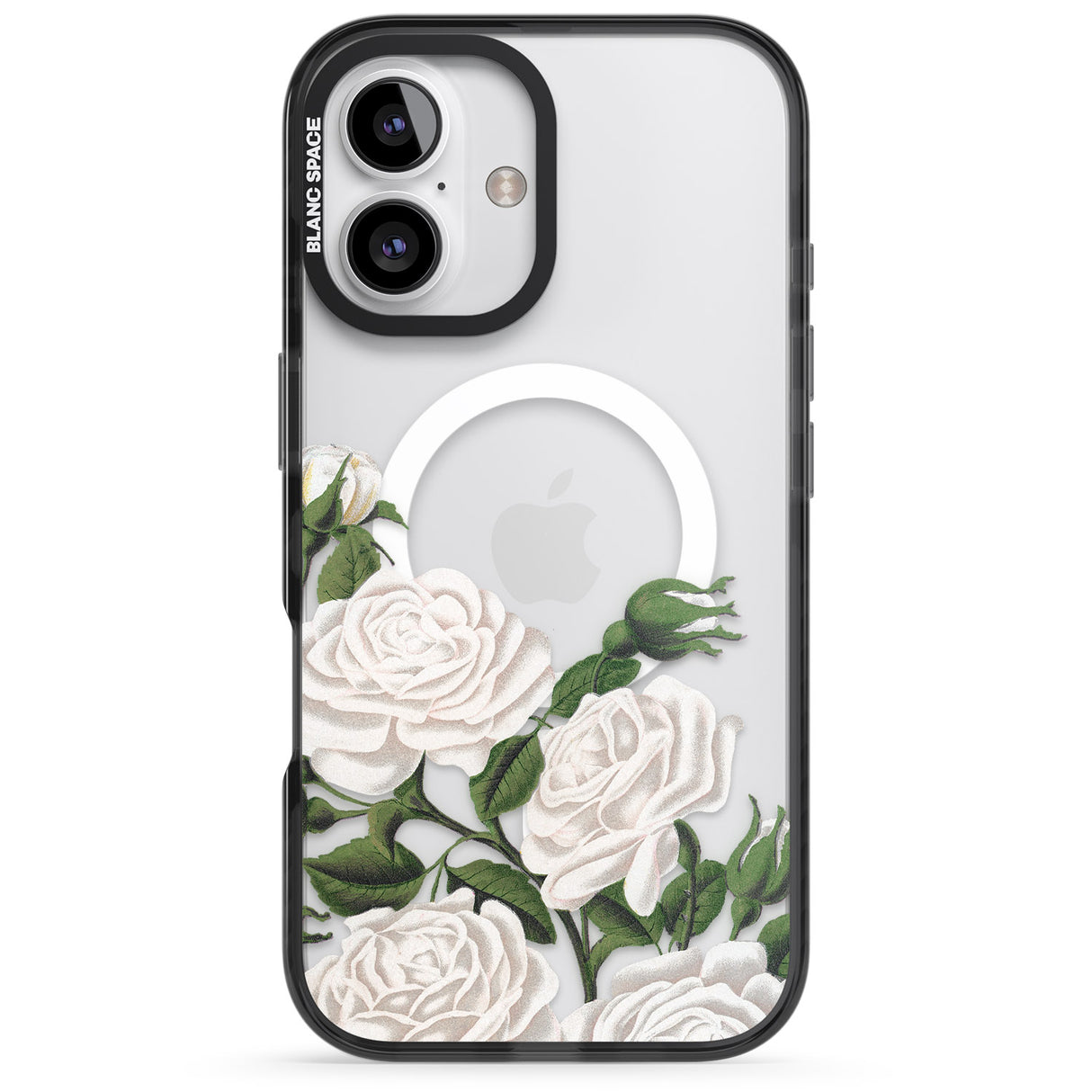 iPhone 16 Pro Max White Vintage Painted Flowers Clear Impact Phone Case + Magsafe