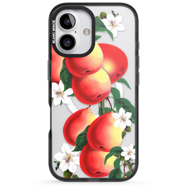 iPhone 16 Pro Max Vintage Painted Peaches Black Impact Phone Case + Magsafe