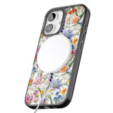 iPhone 16 Pro Max Vintage Wildflowers Black Impact Phone Case + Magsafe