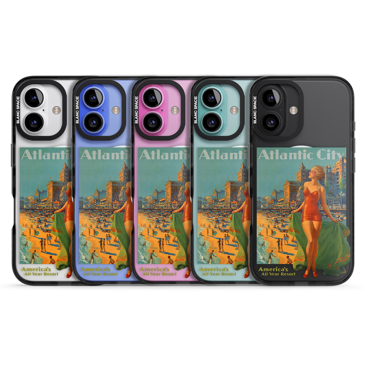 iPhone 16 Pro Max Atlantic City Vacation Poster Black Impact Phone Case