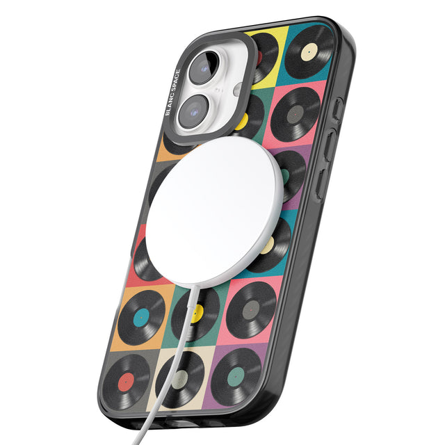 iPhone 16 Pro Max Vinyl Record Pattern Black Impact Phone Case