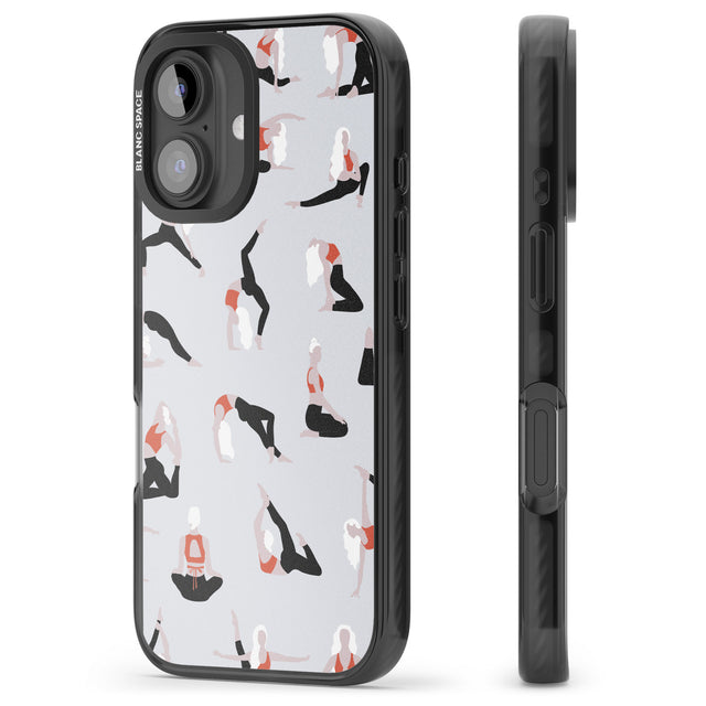 iPhone 16 Pro Max Yoga Poses Black Impact Phone Case