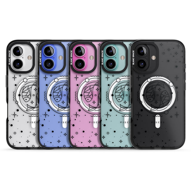 iPhone 16 Pro Max Pisces Emblem - Transparent Design Black Impact Phone Case