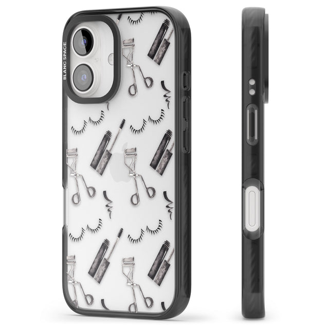 iPhone 16 Pro Max Eyelash Makeup Pattern Black Impact Phone Case