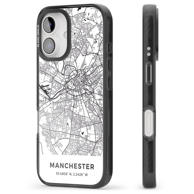 iPhone 16 Pro Max Map of Manchester, England Black Impact Phone Case